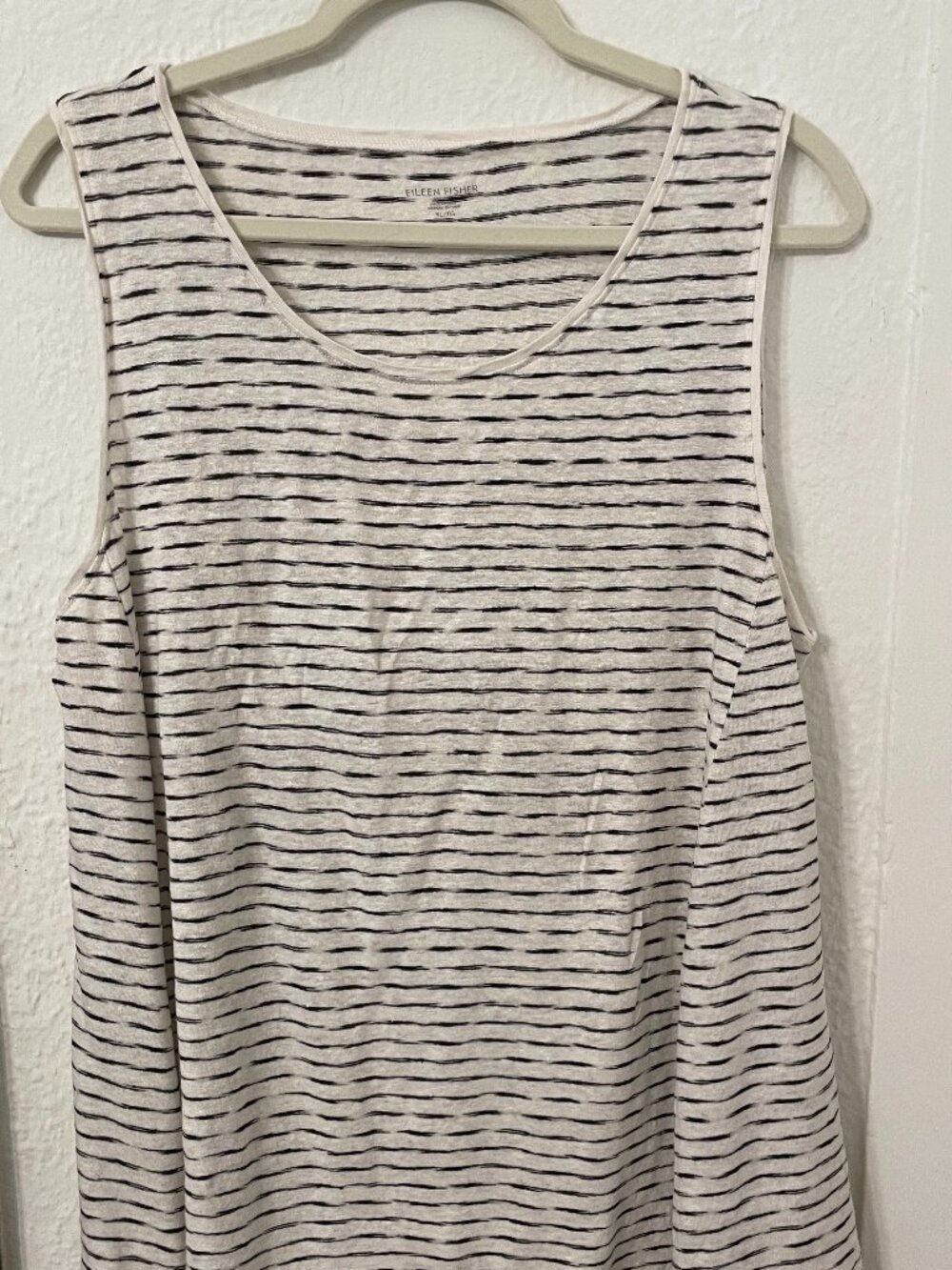 Eileen Fisher 100% Organic Linen Tank XL-2XL Stripes Lagenlook Boho Coastal